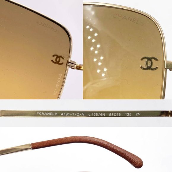 Chanel Gold Frame CC Brown Lens Sunglasses - Picture 4 of 4